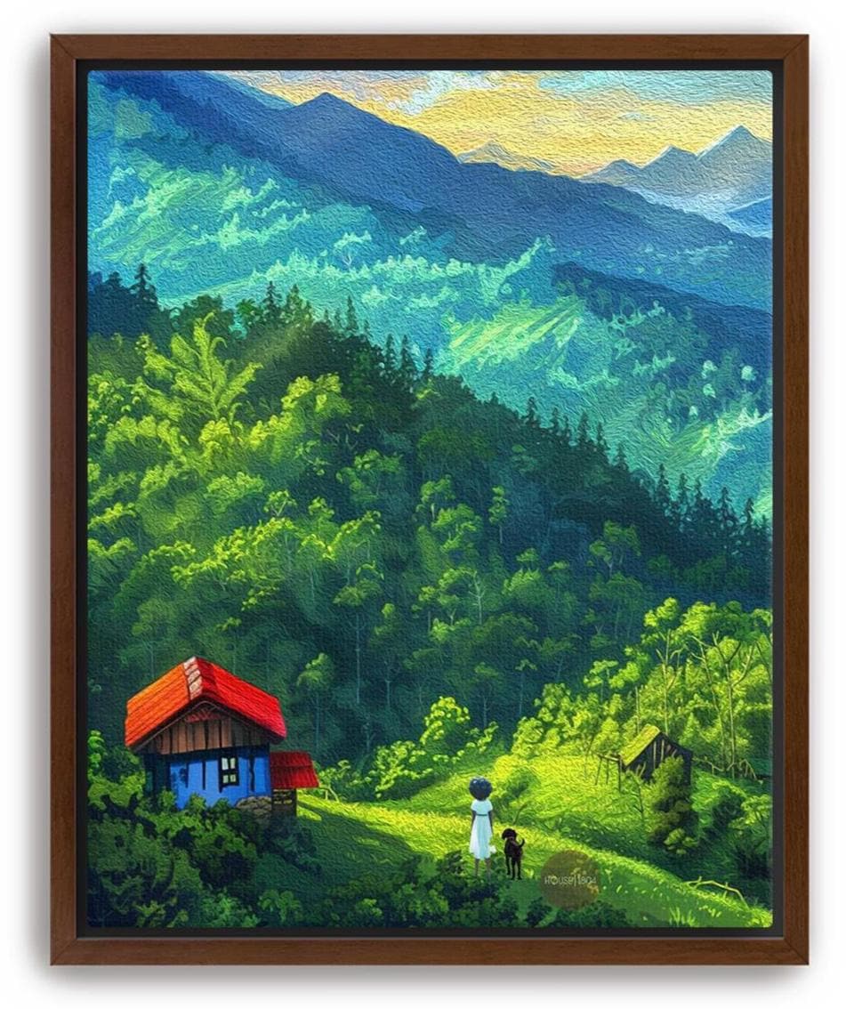 Black Woman in Country Field Scene Art Print