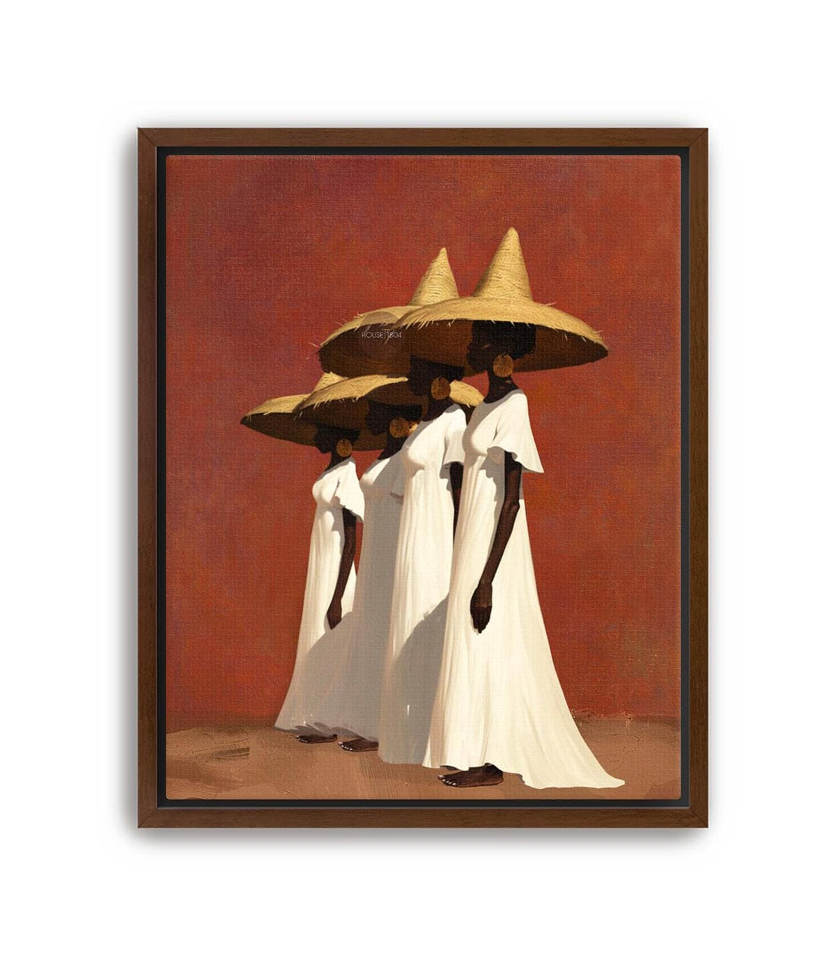 Afrocentric Women Canvas Art, Boho Sister Girl Friends Minimalist Canvas Print