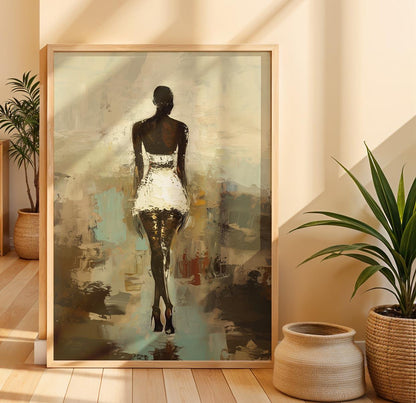 Black Woman Silhouette Art, Black Woman Art, Modern Afrocentric Art, African Wall Decor, Boho Art, Bald Black Woman Art Work, Abstract Woman