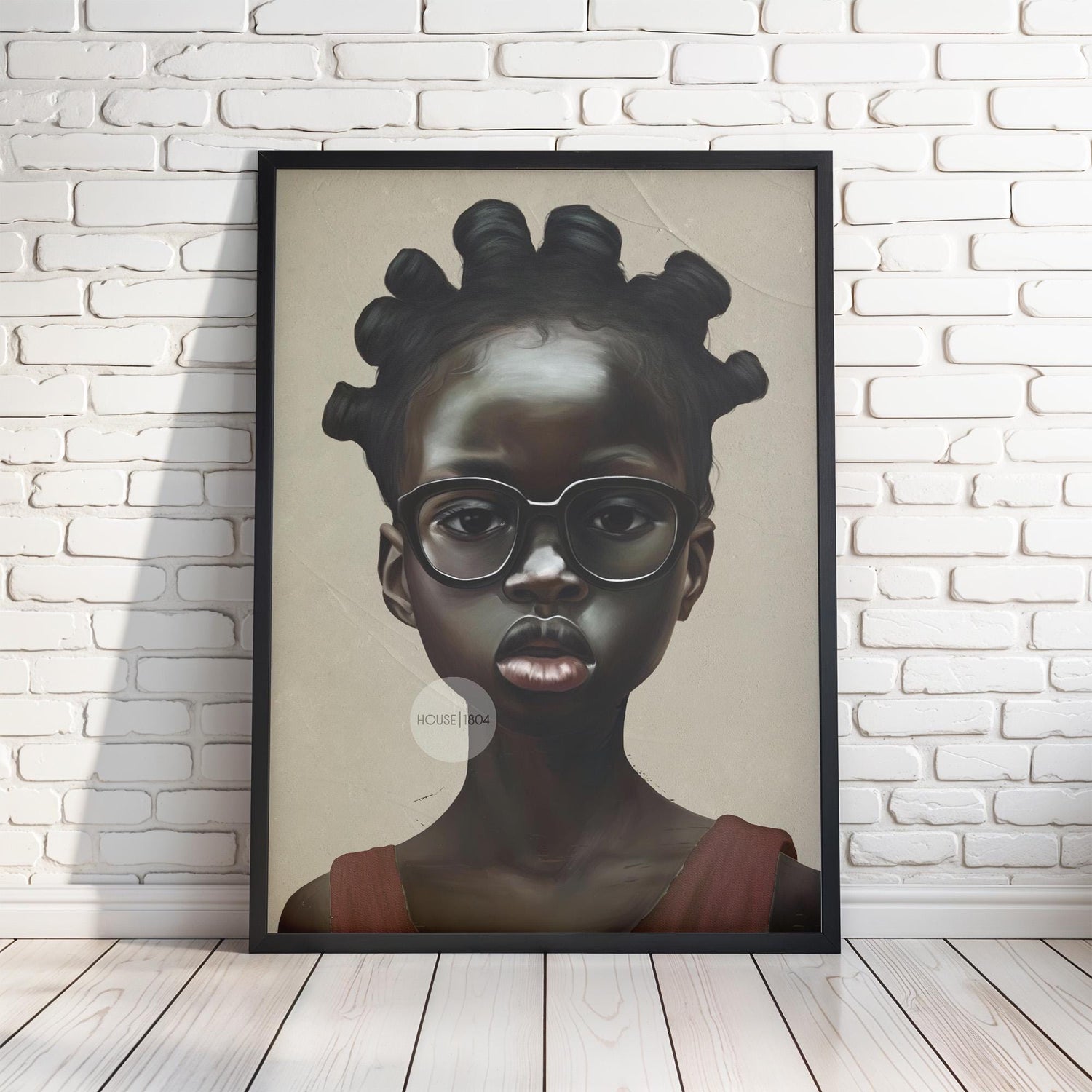 Afrocentric Canvas Art – Black Child Portrait Framed Bold Kids Room Decor
