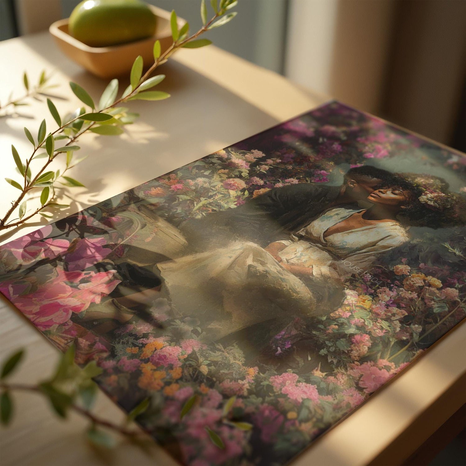 Black Couple Art Print: Vintage African American Love Canvas