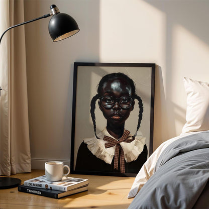 Black Girl Art Print | School Girl Framed Canvas Wall Art