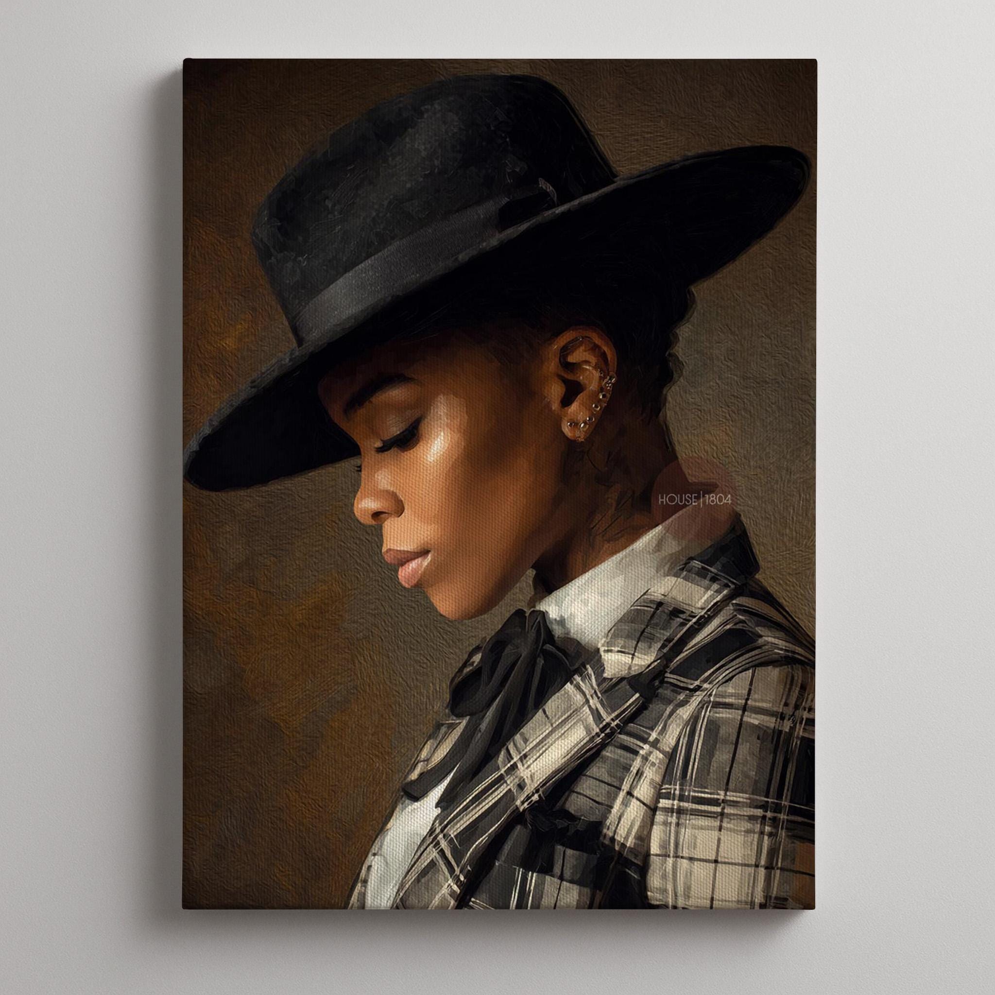 Black Woman Dandy Art - Afrocentric Wall Art | Vibrant Bohemian Dandy Artwork Canvas