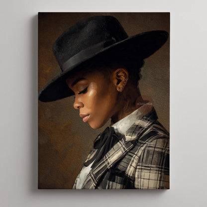 Black Woman Dandy Art - Afrocentric Wall Art | Vibrant Bohemian Dandy Artwork Canvas