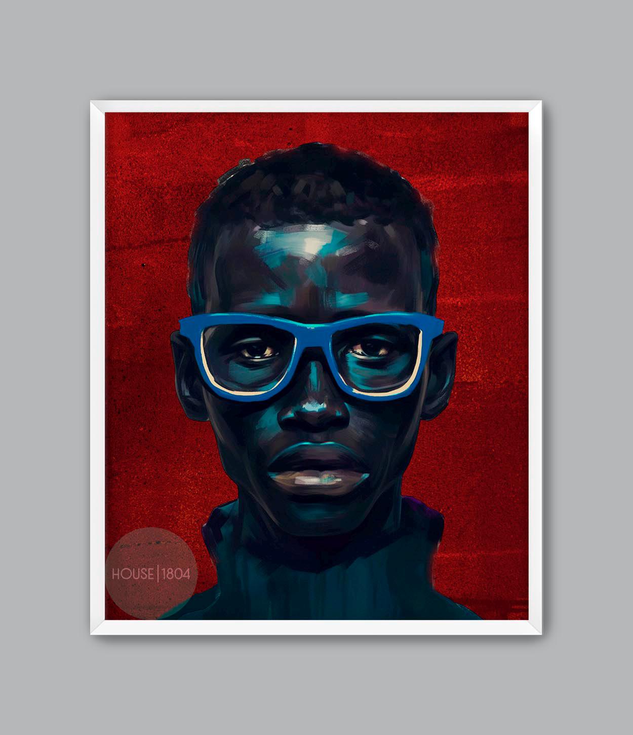 Black Man Art Canvas, Black Man Blue Wall Art, Black Man Portrait Art, Modern African American Wall Art, Black Man in Red and Blue Modern
