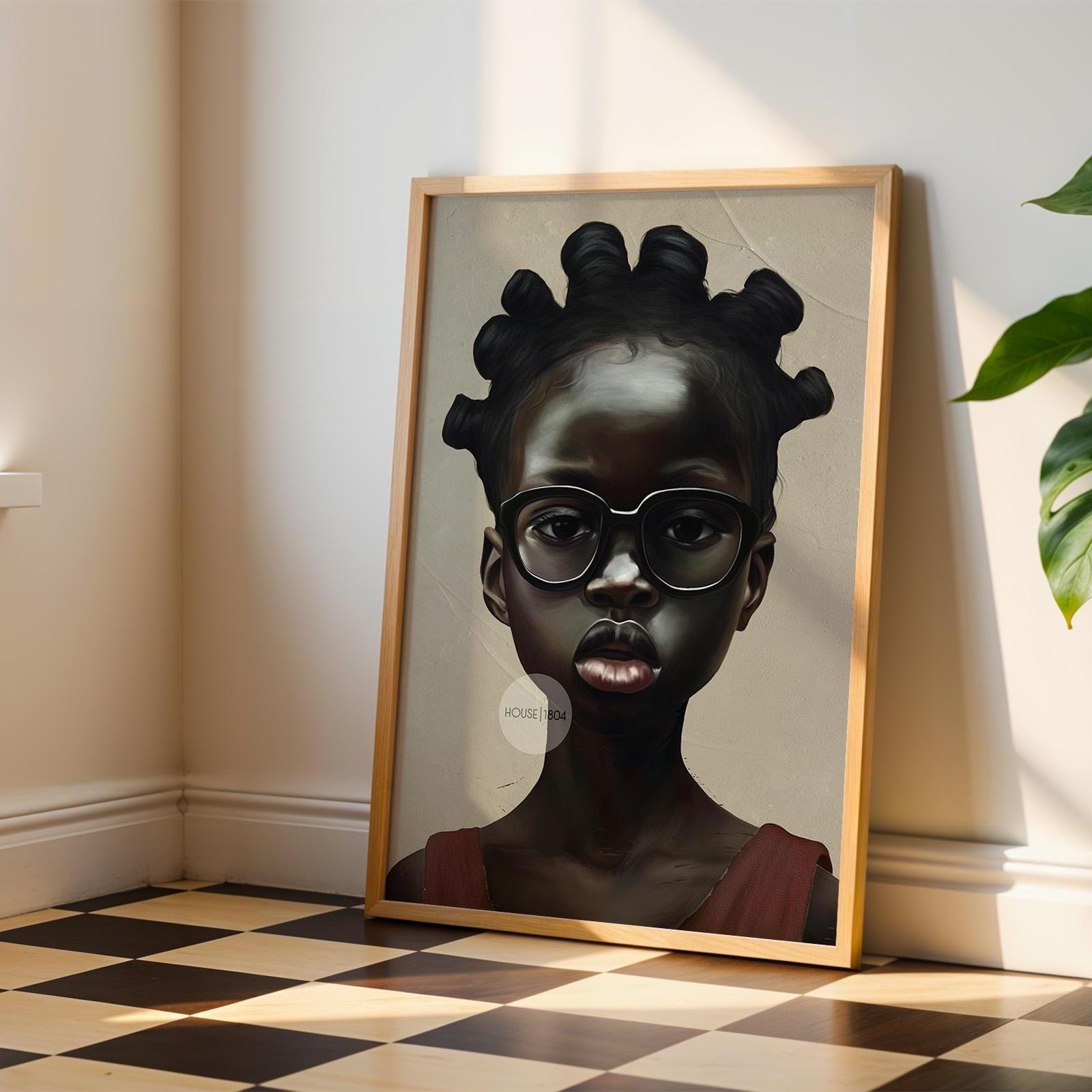 Afrocentric Canvas Art – Black Child Portrait Framed Bold Kids Room Decor