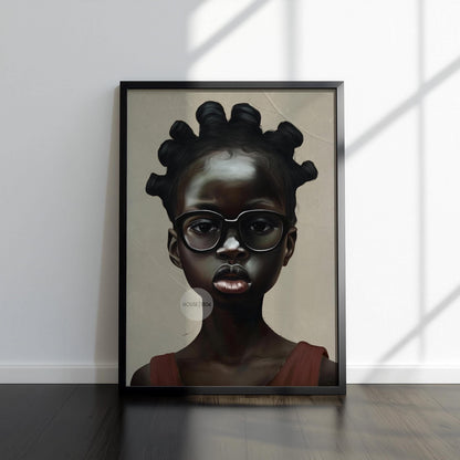 Afrocentric Canvas Art – Black Child Portrait Framed Bold Kids Room Decor