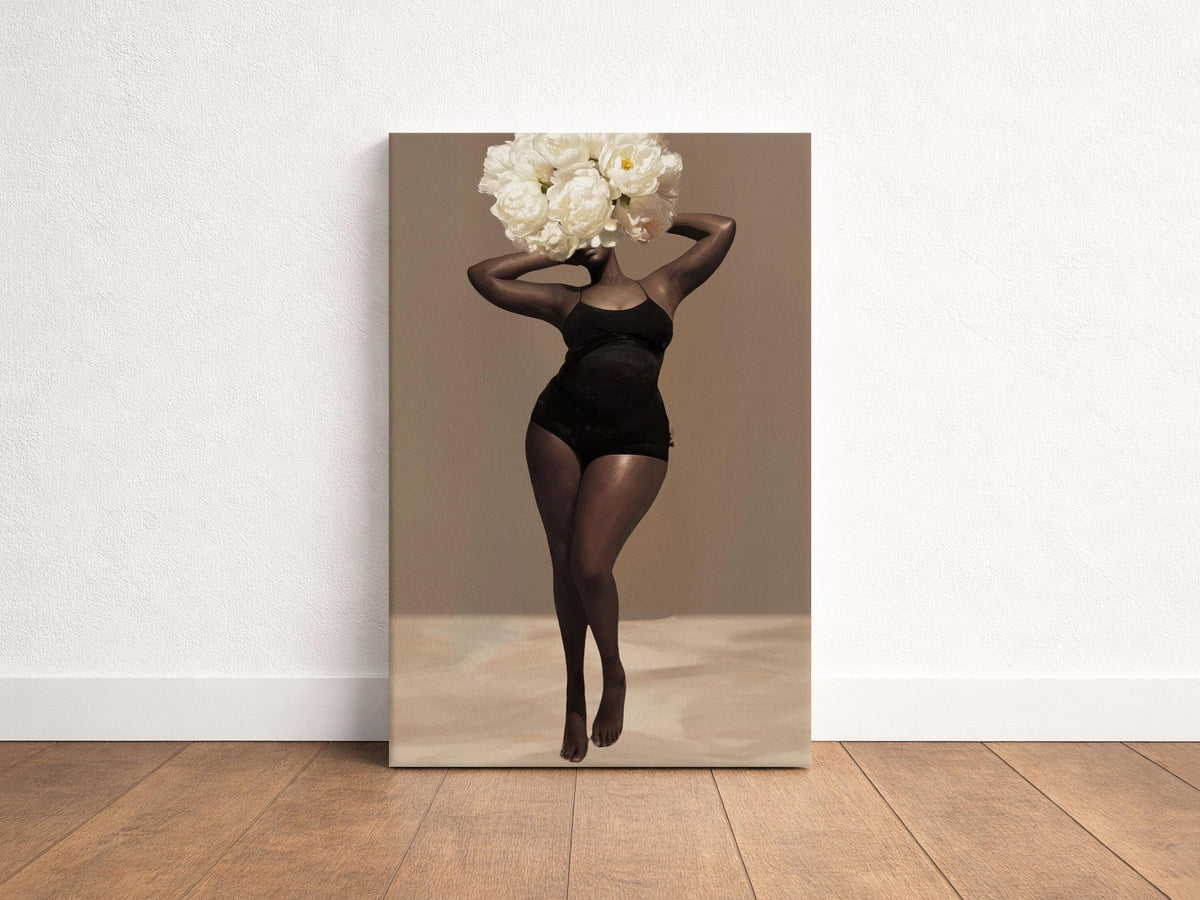 Body Positivity Wall Art, Black Curvy Woman Canvas Print | Framed or Unframed