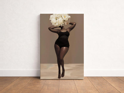 Body Positivity Wall Art, Black Curvy Woman Canvas Print | Framed or Unframed