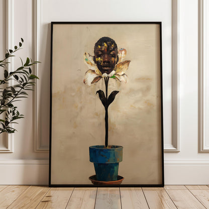 Abstract Black Women Art, Black Women Flower Head Poster, Abstract Flower Art, Black Woman Boho Wall Art, Black Woman Floral Art, Black Home