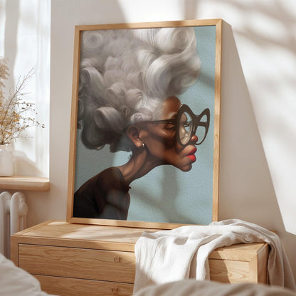 Afrocentric Wall Art Quirky Retro Grandma Portrait Canvas | Framed or Unframed