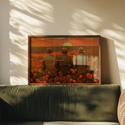 African American Man Canvas, Black Brothers Art, Black Men Wall Art, Brotherhood Art Print, Vintage Style Brotherhood Portrait