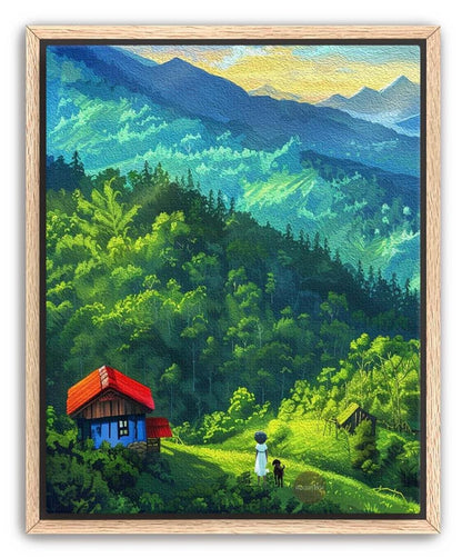 Black Woman in Country Field Scene Art Print