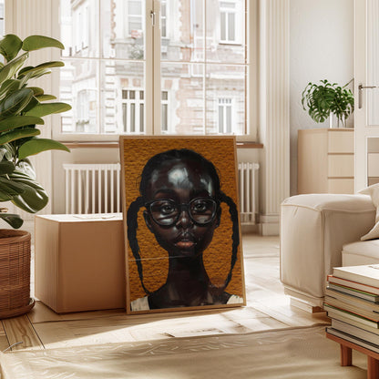 Melanin Art Print - Black Girl Canvas Bold Yellow Art on Hand Stretched Canvas