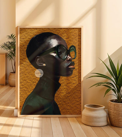 Black Woman Wall Art – Melanin Canvas Print | Bold Yellow Color Decor