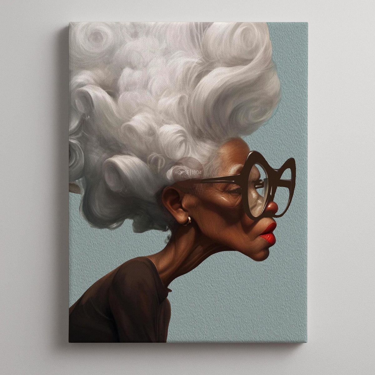 Afrocentric Wall Art Quirky Retro Grandma Portrait Canvas | Framed or Unframed