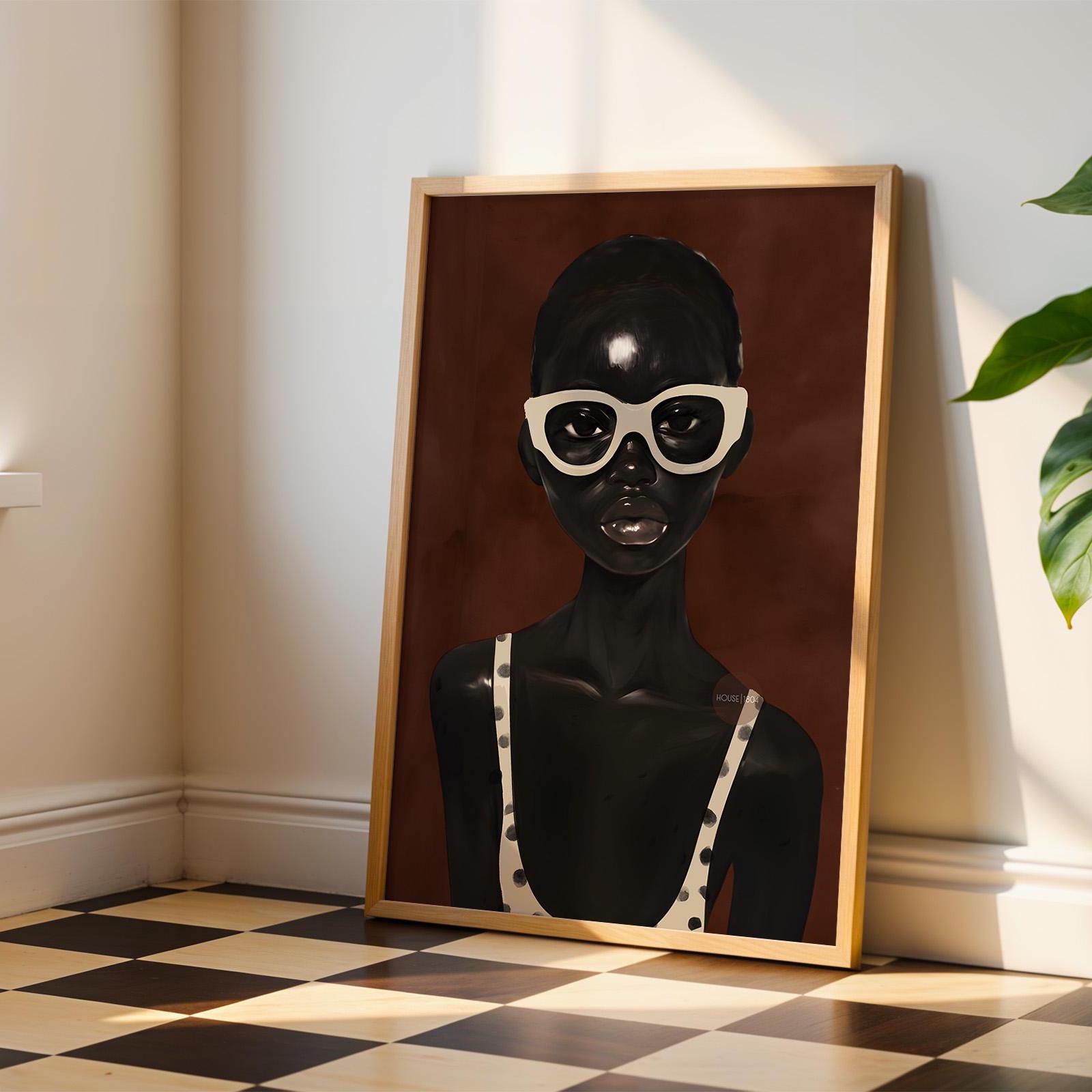 Abstract African Woman Art Print: Modern Afrocentric Portrait