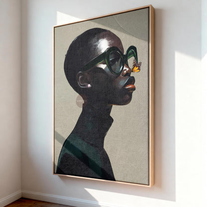 Black Woman Art Print Neutral Afrocentric Canvas Beige Luxury Art