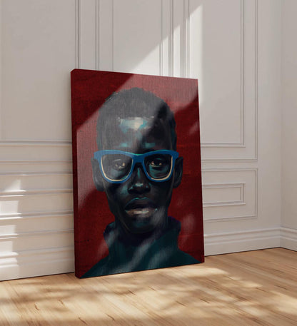 Black Man Art Canvas, Black Man Blue Wall Art, Black Man Portrait Art, Modern African American Wall Art, Black Man in Red and Blue Modern