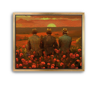 African American Man Canvas, Black Brothers Art, Black Men Wall Art, Brotherhood Art Print, Vintage Style Brotherhood Portrait