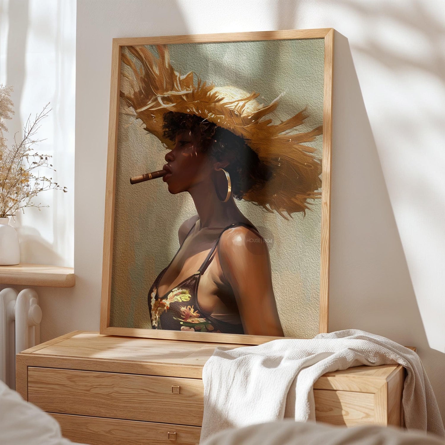 Caribbean Woman Smoking Cigar Canvas