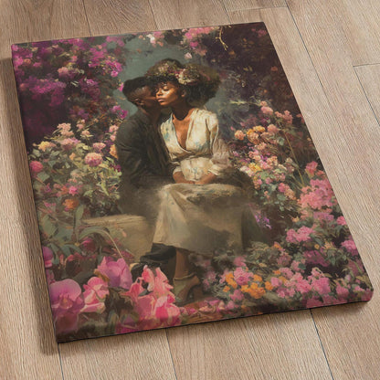 Black Couple Art Print: Vintage African American Love Canvas