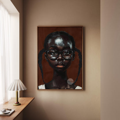 Little Black Girl Wall Art Framed: Afrocentric, African American Children Canvas Print