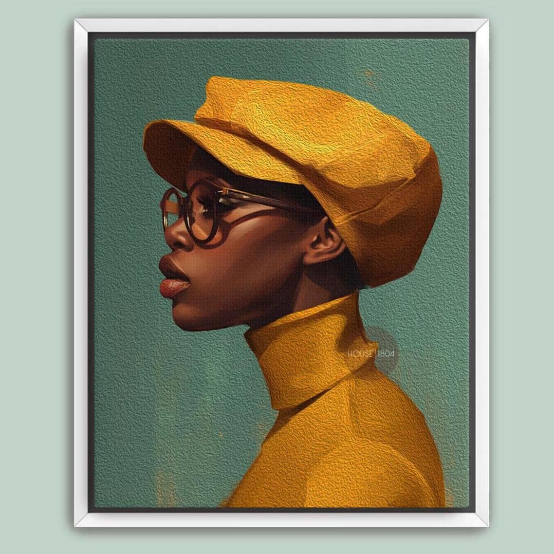 Urban Black Woman Art Print, Bold Yellow &amp; Green, Modern Canvas Wall Decor