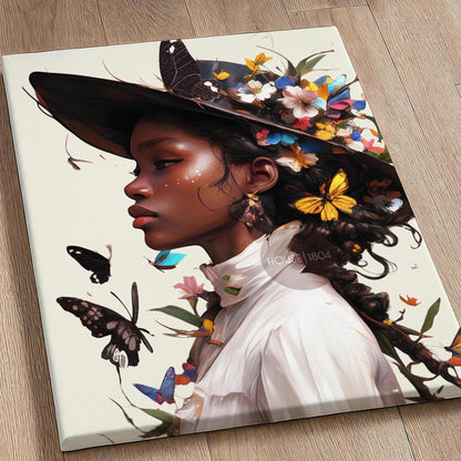 Black Woman Floral Wall Art Print