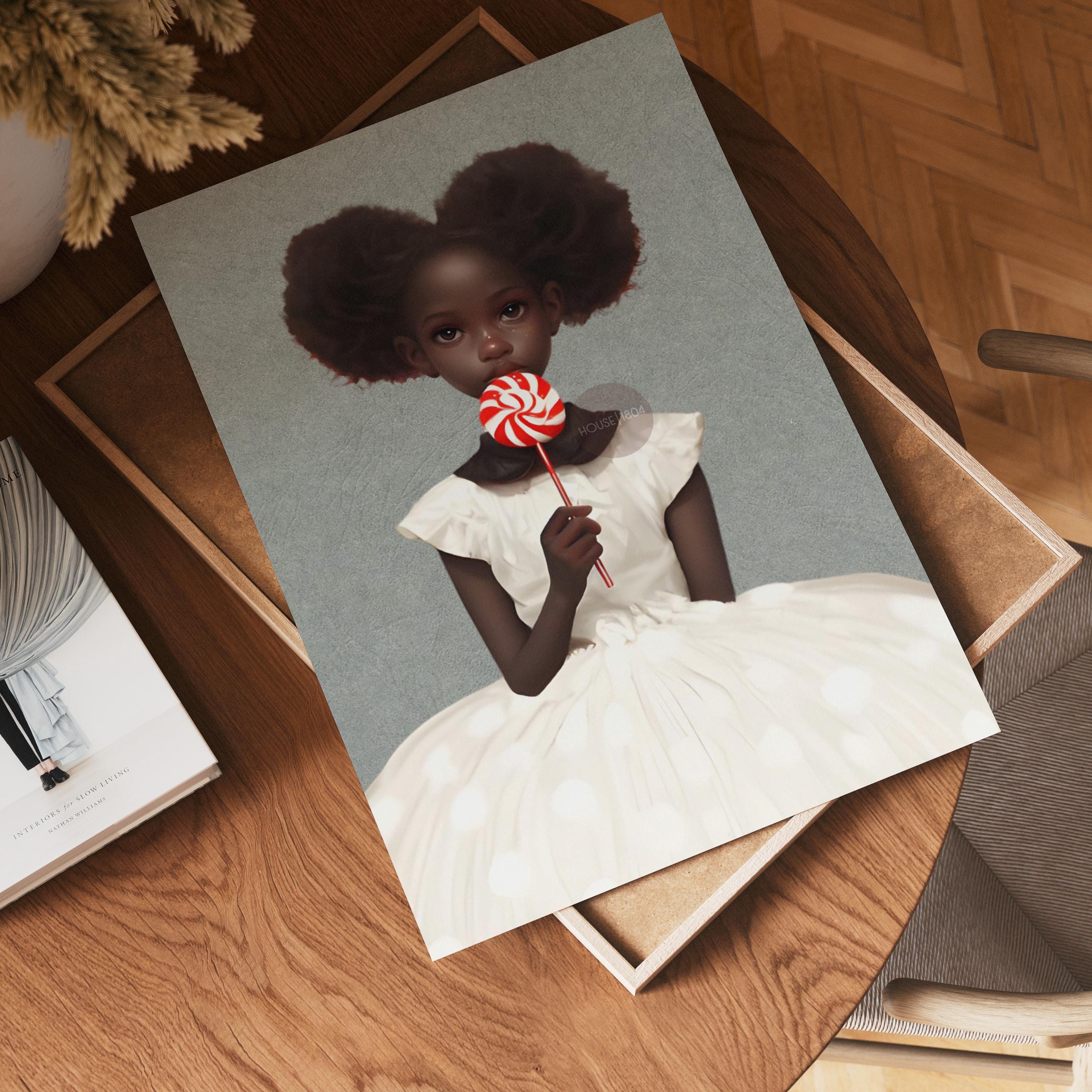 Black Kids Wall Art, Cute Black Girl Nursery Art, Black Toddler Room Art