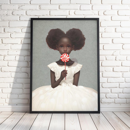Black Kids Wall Art, Cute Black Girl Nursery Art, Black Toddler Room Art