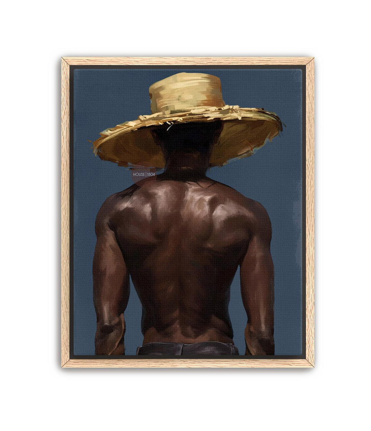 Afro Caribbean Wall Art, Island Black Man Portrait, Deep Blue Sea