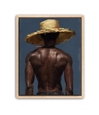 Afro Caribbean Wall Art, Island Black Man Portrait, Deep Blue Sea