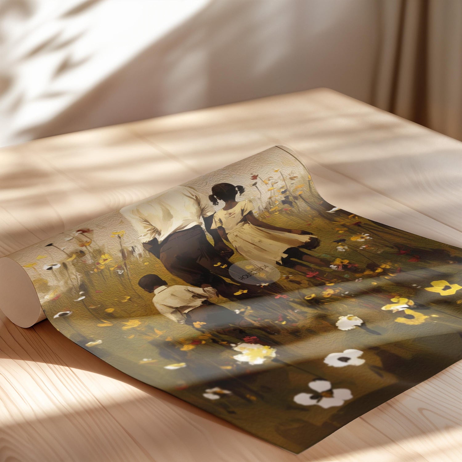 Black Father Daughter Son Canvas, Fathers Day Gift