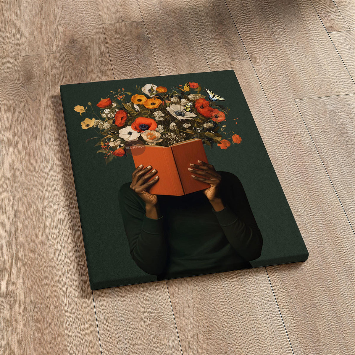 Black Reading Wall Art, African American Book Lover Canvas Print, Framed Unframed Art