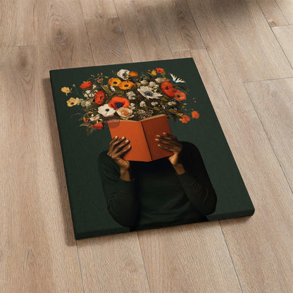 Black Reading Wall Art, African American Book Lover Canvas Print, Framed Unframed Art
