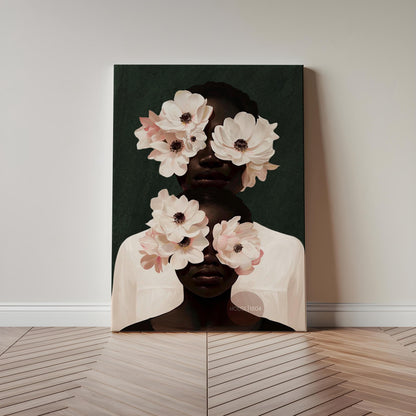 Black Mother and Daughter Canvas Wall Art: Motherhood, African American Family