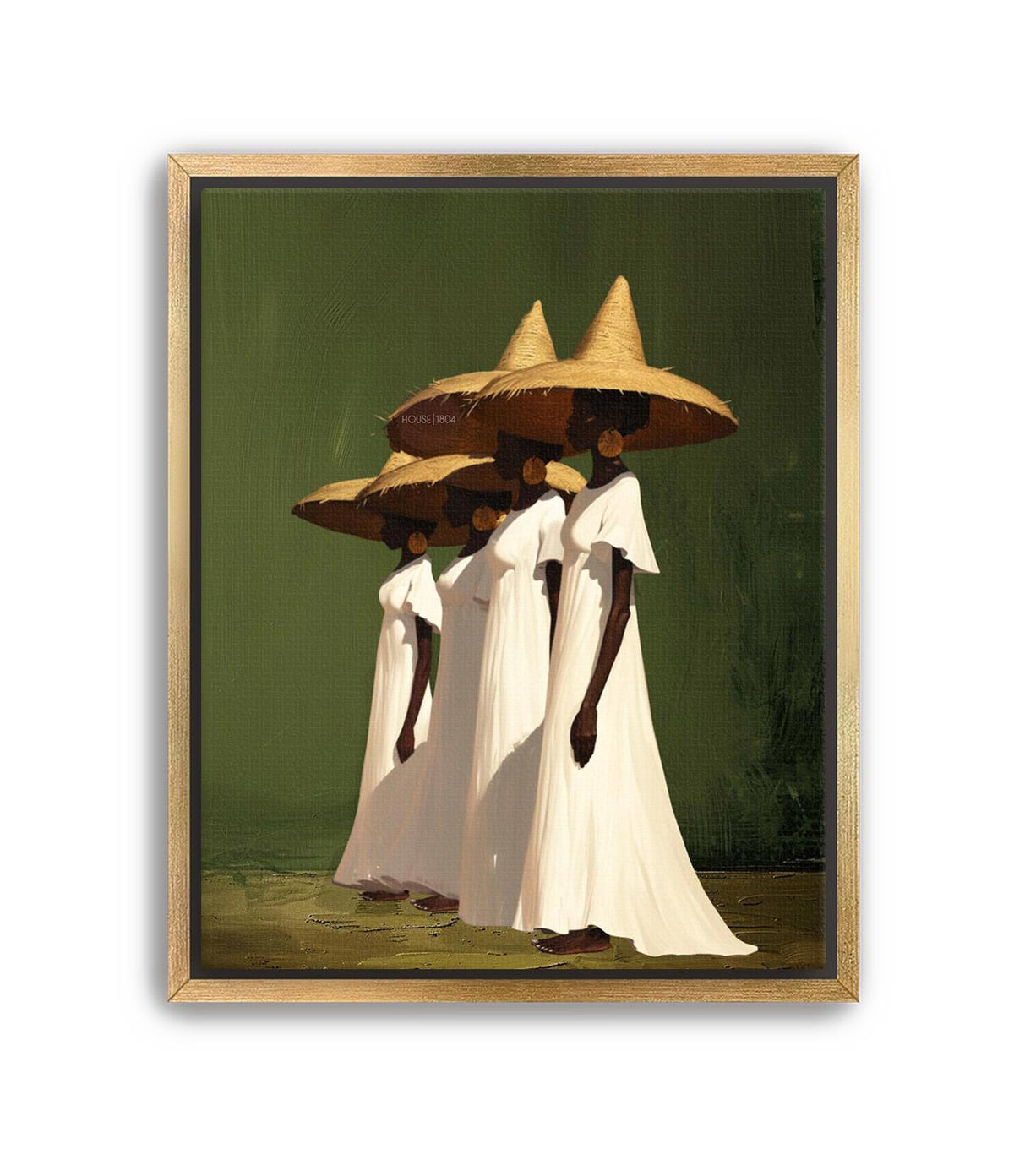 black women wall art, Sisterhood Canvas Print, Afrocentric  Contemporary, Olive Green.