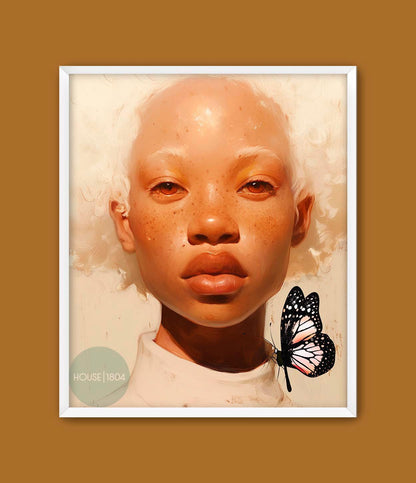 Black Woman Albino Modern Wall Art, Minimalist Cultured Art, African American Wall Art, Black Woman Art Print, Black Woman Afro Art, Melanin