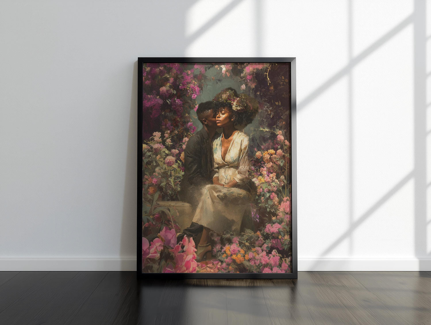 Black Couple Art Print: Vintage African American Love Canvas