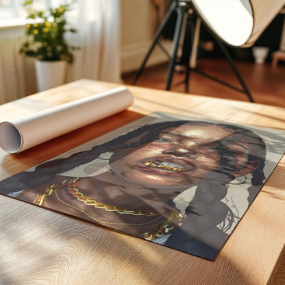 Black Girl Canvas Artwork: African American Grillz Art Print, Urban Boho Neutral Decor