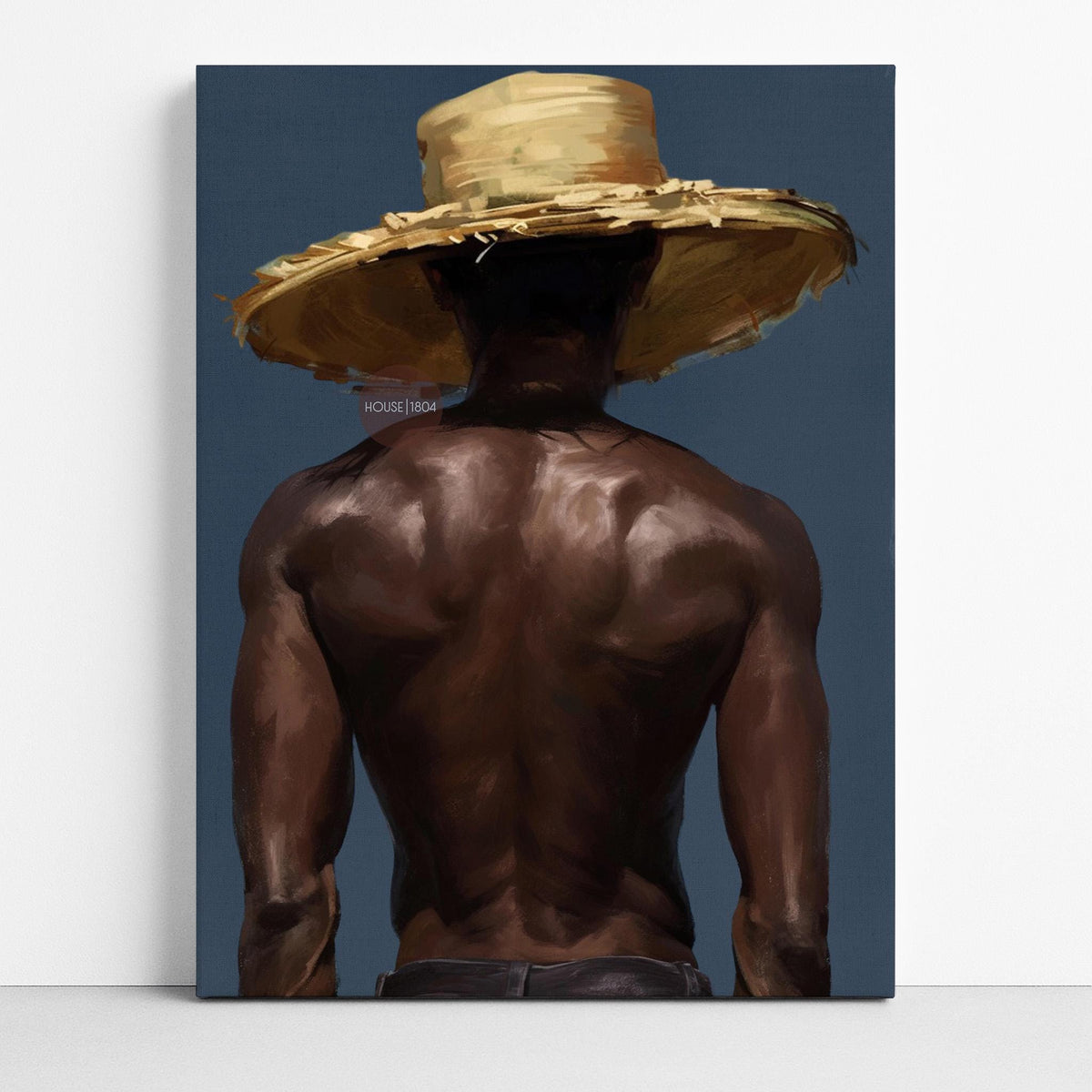 Afro Caribbean Wall Art, Island Black Man Portrait, Deep Blue Sea