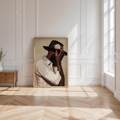 Black Man Portrait Art: Harlem Renaissance Art Print, Beige Background