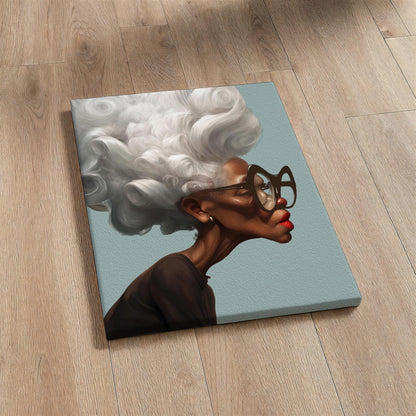 Afrocentric Wall Art Quirky Retro Grandma Portrait Canvas | Framed or Unframed