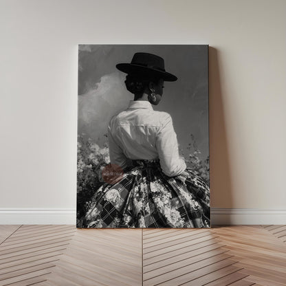 Black and White Harlem Renaissance Art Print: Victorian Afrocentric Artwork