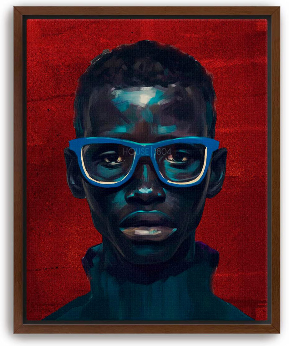 Black Man Art Canvas, Black Man Blue Wall Art, Black Man Portrait Art, Modern African American Wall Art, Black Man in Red and Blue Modern