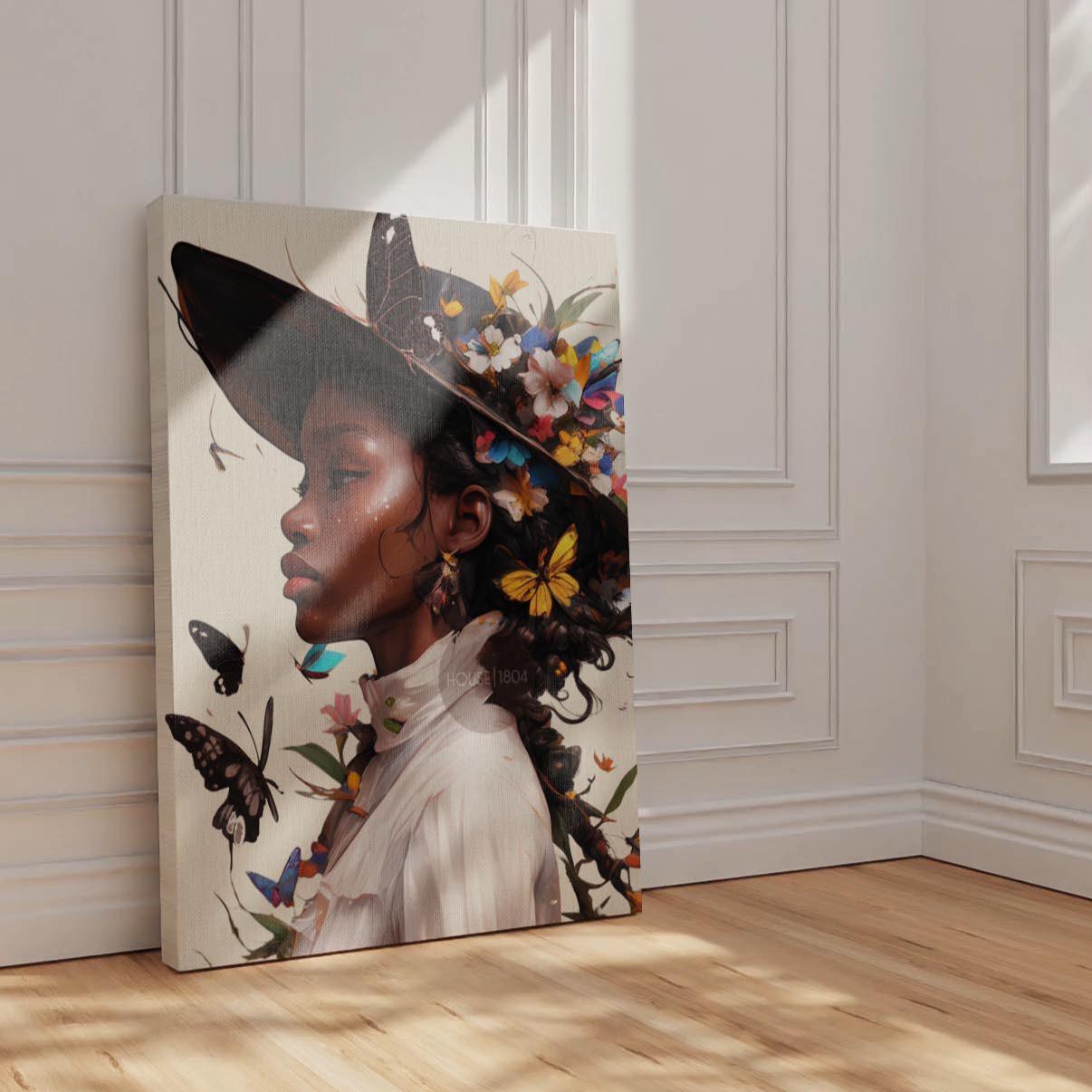 Black Woman Floral Wall Art Print