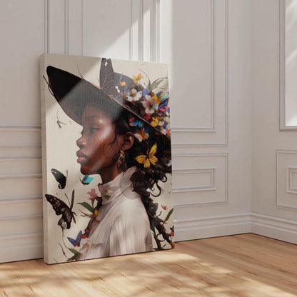 Black Woman Floral Wall Art Print