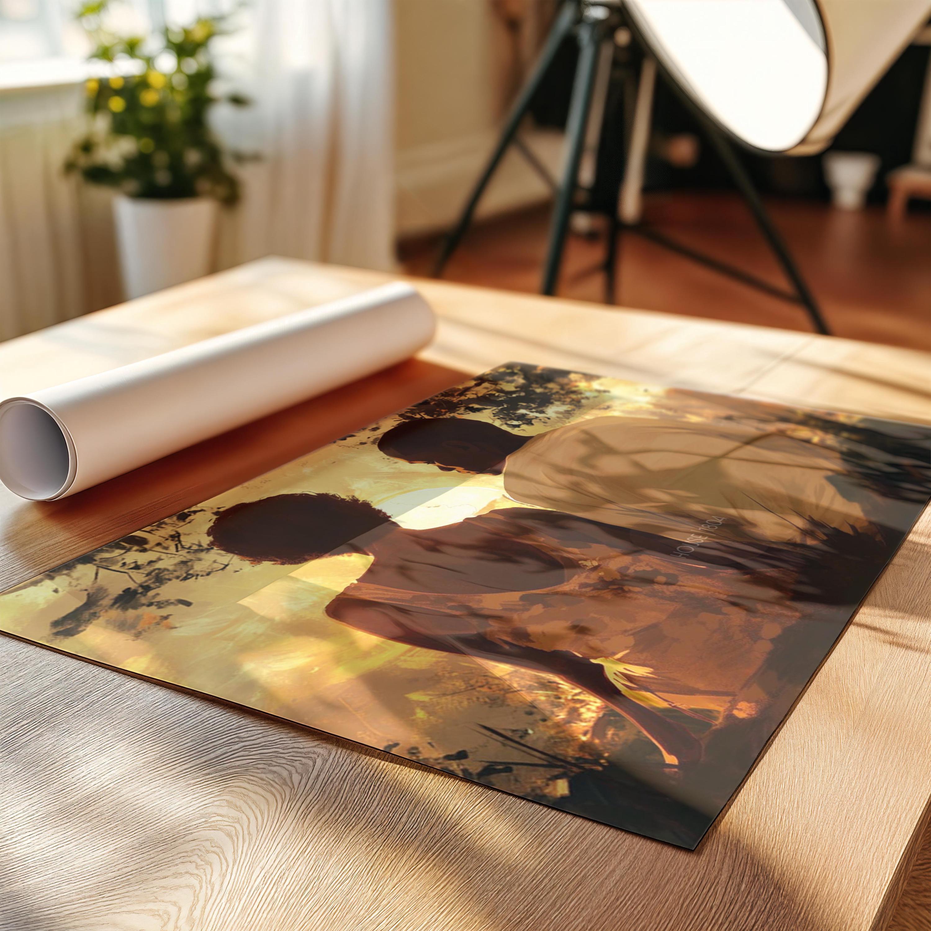 Black Love Canvas Art Print, Black Man and Woman, One Year Anniversary Gift