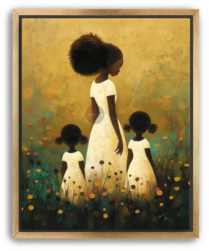 Motherhood Framed Canvas Art, Two daughters